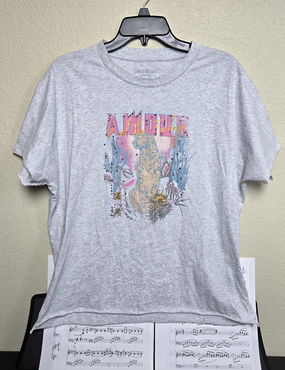 Zadig & Voltaire Tommer HC concert cheetah studded t-shirt M - Picture 2 of 11